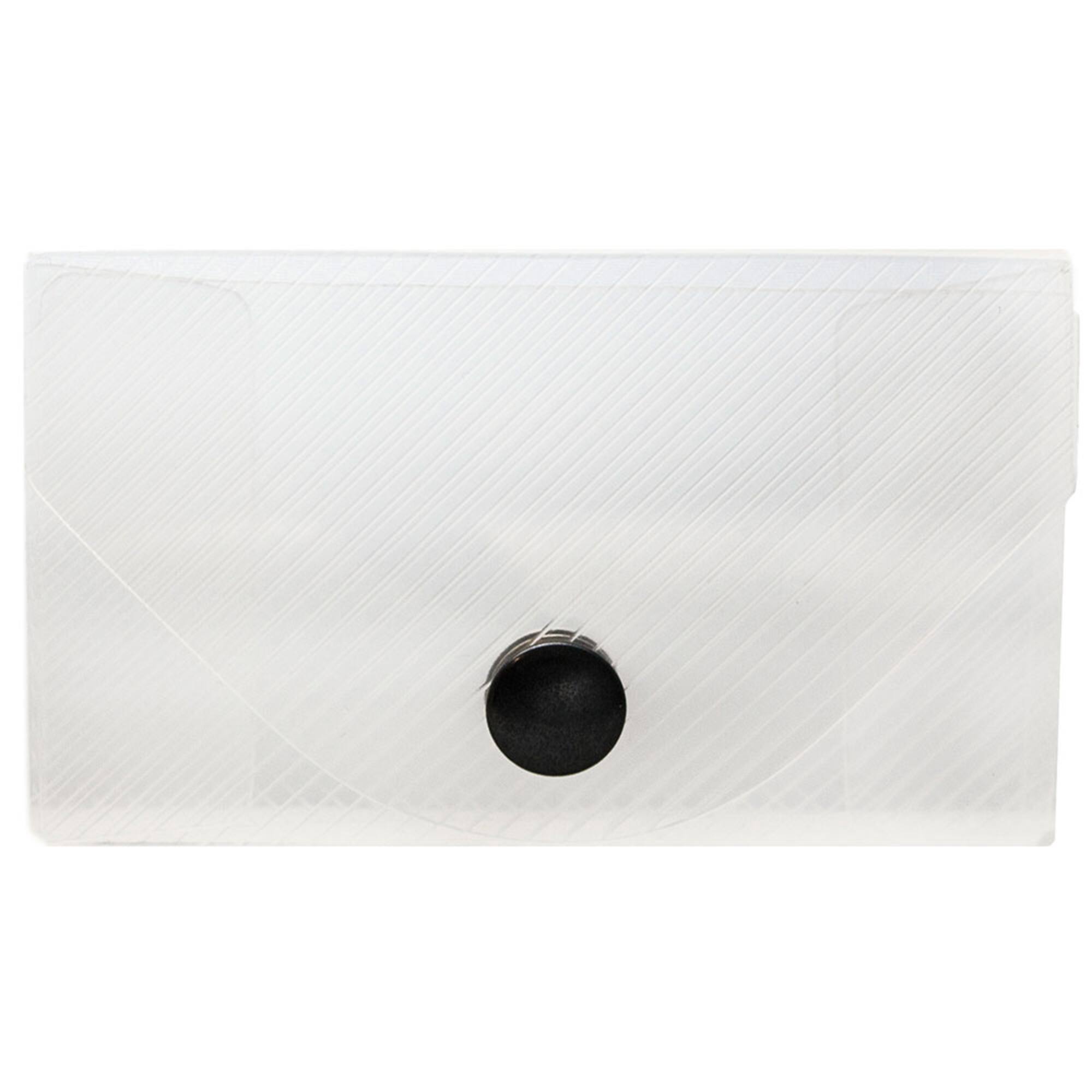 JAM Paper Clear Plastic Business Card Holder Case with Snap Closure